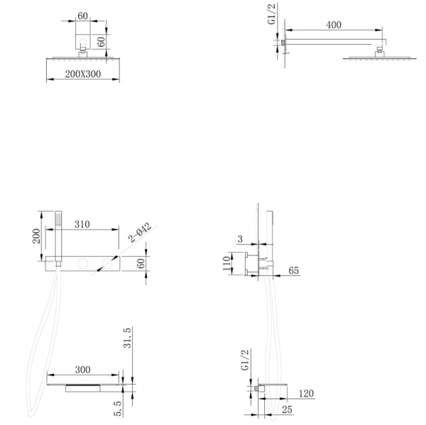 Душевая система скрытого монтажа с термостатом и изливом Abber Rund AF8750SP сатин фото