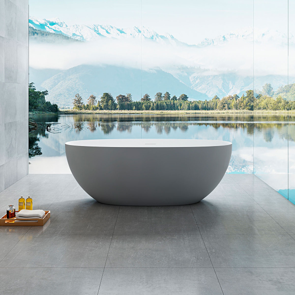 Ванна из искусственного камня Vincea Solid Surface VBT-6S01MG 170x75 серый/белый матовый фото