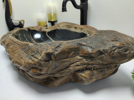 Накладная раковина из окаменелого дерева FSB-0408 (76*41*17) фото