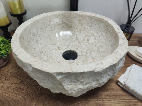 Накладная раковина из мрамора Erozy Cream EM-00116 (41*39*17см) фото