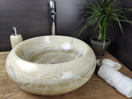 Накладная раковина из оникса Indo Donut Grey Medium DO-000163 фото