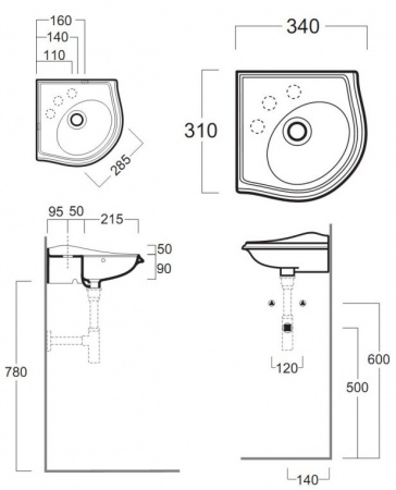 Раковина Simas Arcade AR036bi*1 с 1 отв. 34 см фото