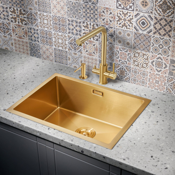 Мойка для кухни из нержавеющей стали Milacio Denia 58 MC.77458 58x44 брашированное золото фото