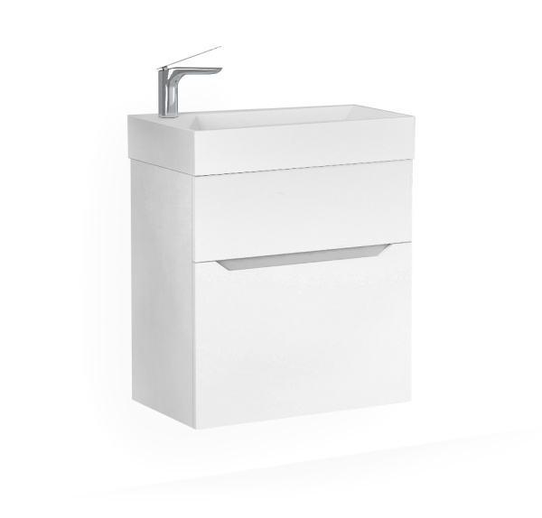 Тумба с раковиной Raval Brik 55 Brk.01.55/P/W/RL белая фото