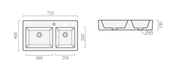 Раковина Cerutti SPA Double Vito CT9281 73x40 фото