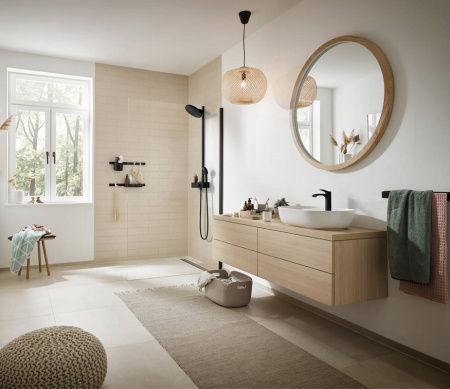 Душевая система (стойка) с термостатом Hansgrohe Pulsify S 24240670 черная матовая фото