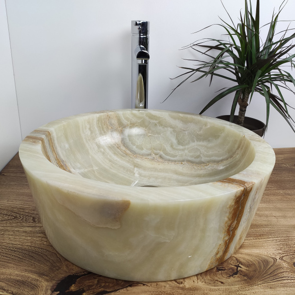 Раковина из оникса Indo Drum Green Medium DO-00203 фото