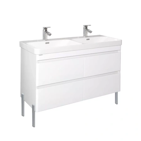 Тумба с двойной раковиной Comforty Енисей-120 00-00022406CF белый глянец фото