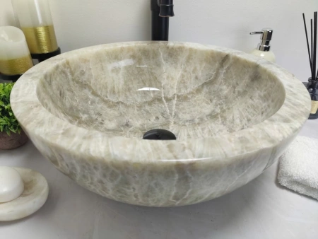 Накладная раковина из оникса Bowl Grey Medium BO-00006 фото