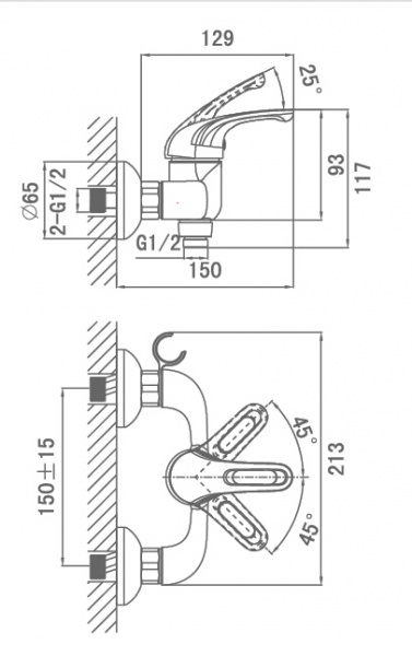 Смеситель для душа D&K Eucharius Rhein DA1373101 фото