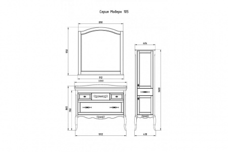 Зеркало ASB Woodline Модерн 105 11231 белое фото