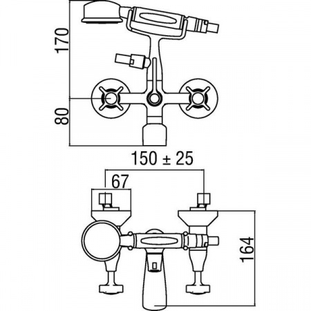 Смеситель для ванны Nobili Carlos Primero T3 (CP210/T3BR) (бронза) фото