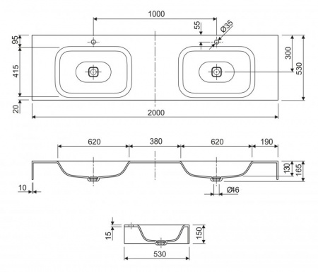 Подвесная раковина Cezares Titan TITAN-2000-2-LVB-SOSPESO фото
