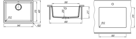 Кухонная мойка ВЕГА 500 Florentina 22.320.D0500 чёрный фото