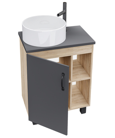 Тумба под раковину  Grossman Флай 60 106002 дуб сонома/серая фото