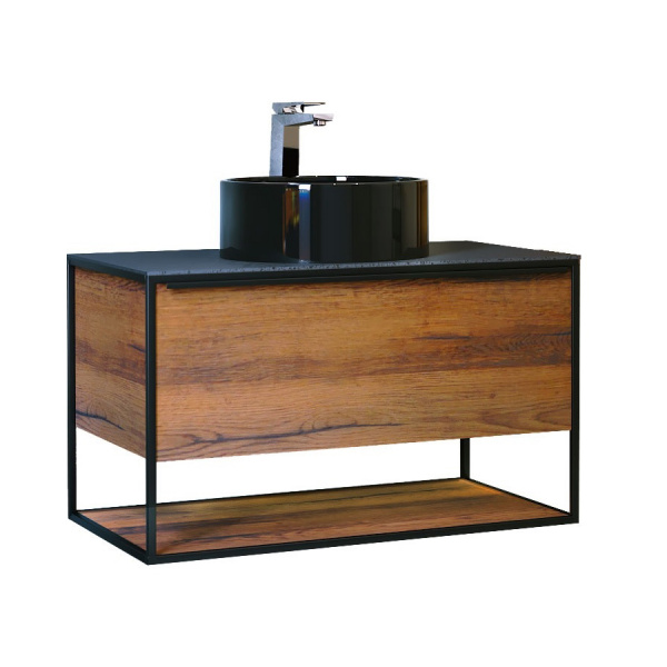 Тумба под раковину Jorno Steal Ste.01.90/P/Da 90 см фото