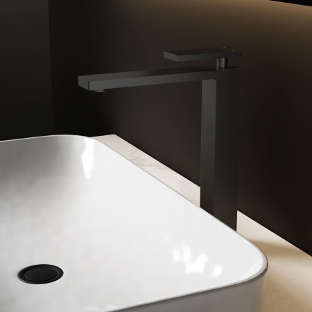 Высокий смеситель для раковины Vincea Dice VBF-2DS2MB черный матовый фото