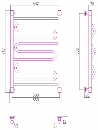 Водяной полотенцесушитель Сунержа Элегия+ 80х50 03-0205-8050 золото фото