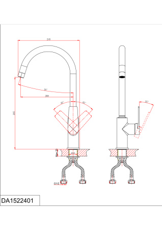 Смеситель для кухни D&K Bayern.Furth DA1522401 хром фото