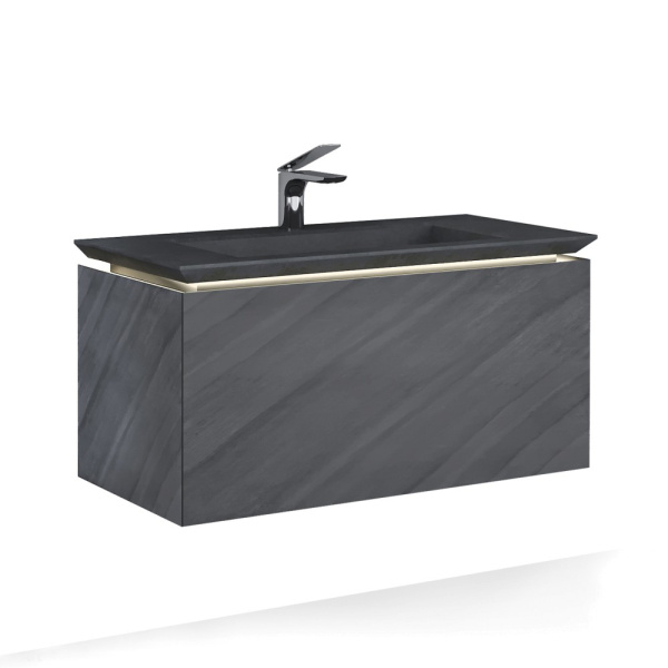 Тумба с раковиной подвесная Jorno Incline 100 Inc.01.100/P/Bet/JR бетон / с подсветкой  фото