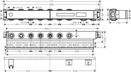 Скрытая часть для 5 потребителей Hansgrohe RainSelect 15313180 фото