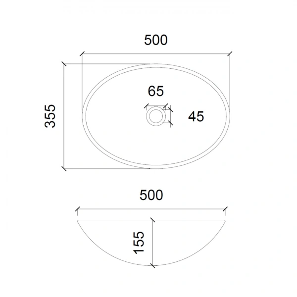 Накладная раковина стеклянная Abber Glas AK2303B 50x35 черная фото
