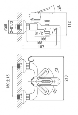 Смеситель для ванны с душем D&K Paulinus Rhein DA1353201 фото