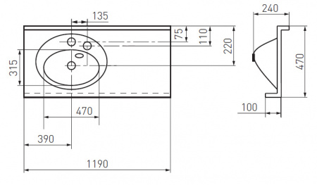 Подвесная раковина Акватон Отель 120 1A70093NOT01L фото