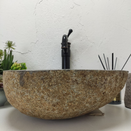 Накладная раковина из речного камня RS01531 (43*41*15) C15 фото