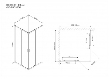 Душевой уголок Vincea Scala VSS-2SC900CL 90x90 фото