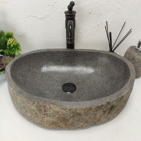 Накладная раковина из речного камня RS01484 (56*37*15) фото