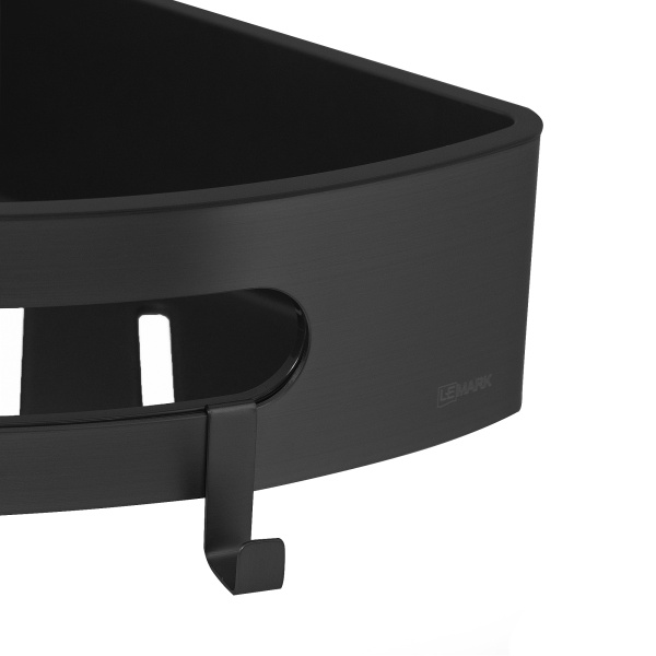 Металлическая полка угловая Lemark Shelf Line 9772047 черная/ вставка-пластик черный фото