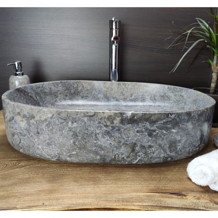 Раковина из мрамора Indo Oval Grey Big OM-00086 фото