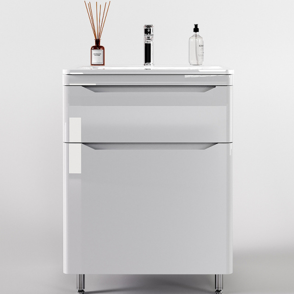 Тумба под раковину Style Line Марелла 60 Люкс Plus СС-00002396 белый глянец антискрейтч фото