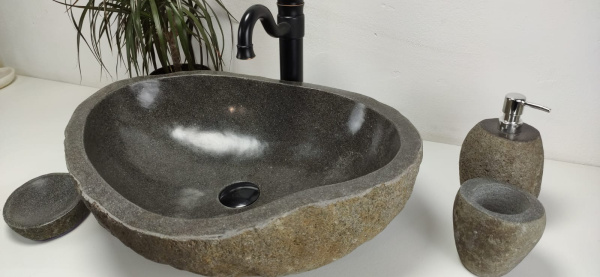 Накладная раковина из речного камня RS0859 (56*43*15) фото