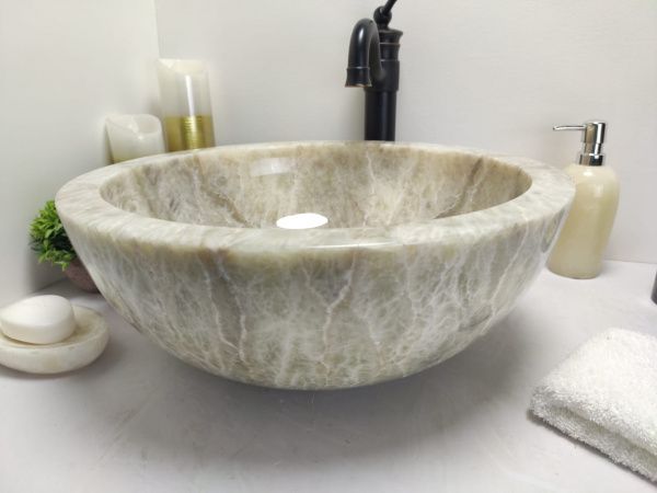 Накладная раковина из оникса Indo Bowl Green Medium BO-00006 фото