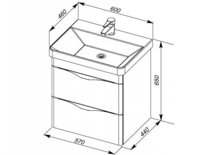 Тумба с раковиной Aquanet Орлеан 60 00213043 фото