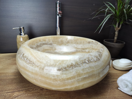 Накладная раковина из оникса Indo Donut Yellow Medium DO-000165 фото