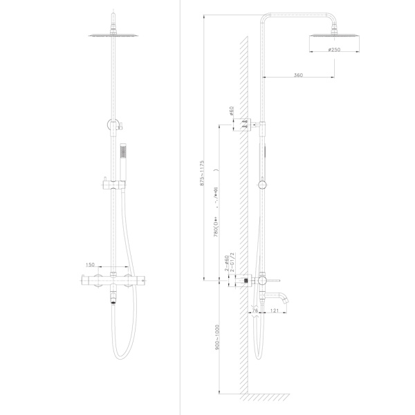 Душевая система Raiber Premium Graceful RPB-006 черная матовая фото
