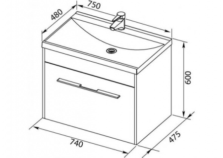 Тумба с раковиной Aquanet Августа75 00225439 фото