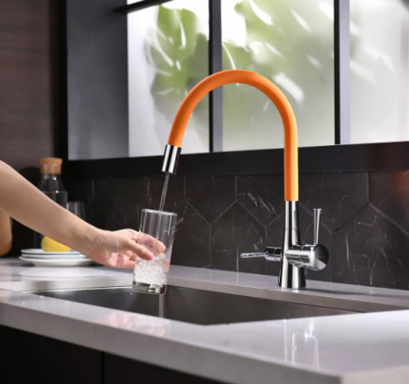 Смеситель для кухни с фильтром для воды Lemark Comfort LM3075C-Orange фото