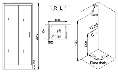 Душевая кабина Grande Home WS116L/S6/BB 100x80 R фото