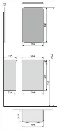 Тумба с раковиной Raval Bionica 40 Bio.01.40/P/W фото