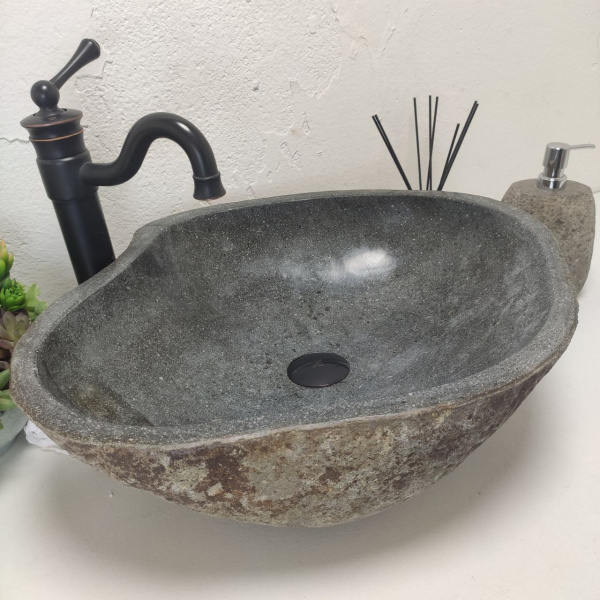 Накладная раковина из речного камня RS01499 (55*47*16) С9 фото