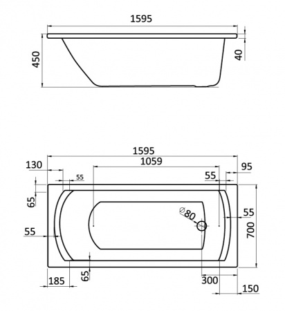 Акриловая ванна Santek Монако 1.WH111977 160х70 фото