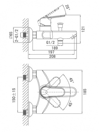 Смеситель для ванны с душем D&K Augsburg Bayern DA1123201 фото