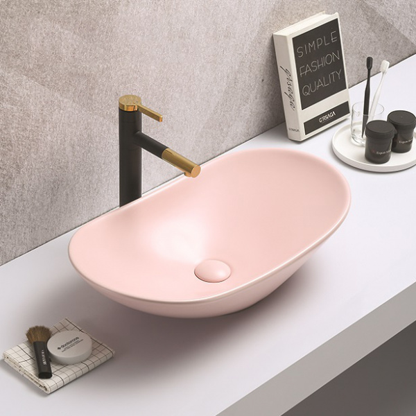 Накладная раковина CeramaLux NC 7811AMP-3 розовая фото