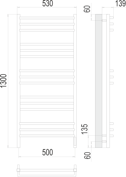 Полотенцесушитель электрический Terminus Соренто П15 500х1300 4670078531483 фото