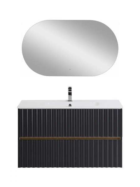 Тумба под раковину Art&Max Elegant AM-ELEGANT-1000-2C-SO-GM-LED серая матовая / с подсветкой фото