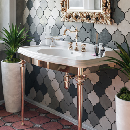 Раковина с металлической консолью Tiffany World Bristol TWBR874.3oro+AR874bi*1 фото